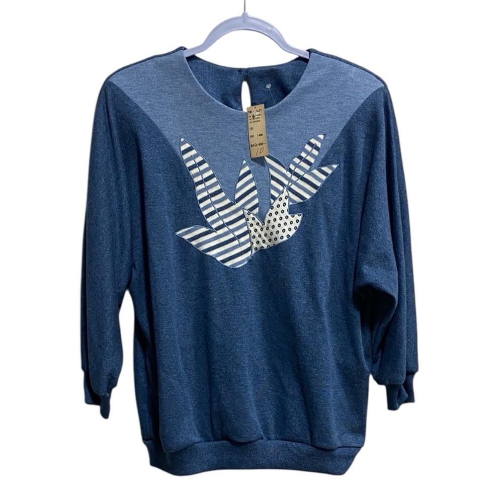 Vintage Graff Californiawear Blue Graphic Sweatshirt‎ Shoulder Pads USA